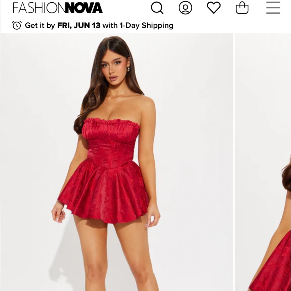 Red Ruffled Mini Dress - Picture 4 of 4